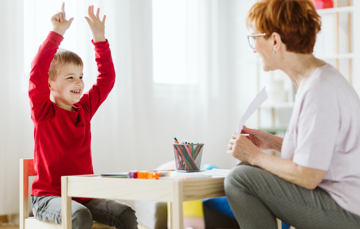 Photo of an adult and child to show how ADHD is assessed in childhood.